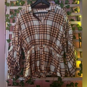 We The Free Plaid Blouse